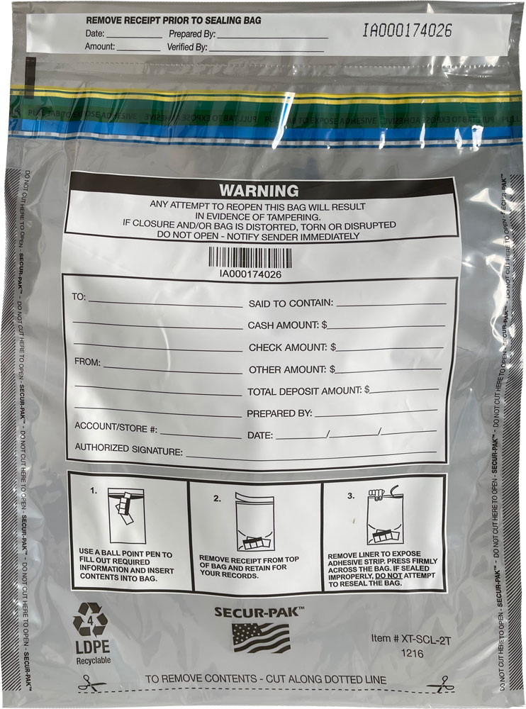 Plastic Clear Deposit Bags 12x16 Secur Pak Front