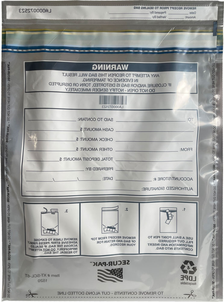 Plastic Deposit Bags 15 x 20 Secur-Pak Back