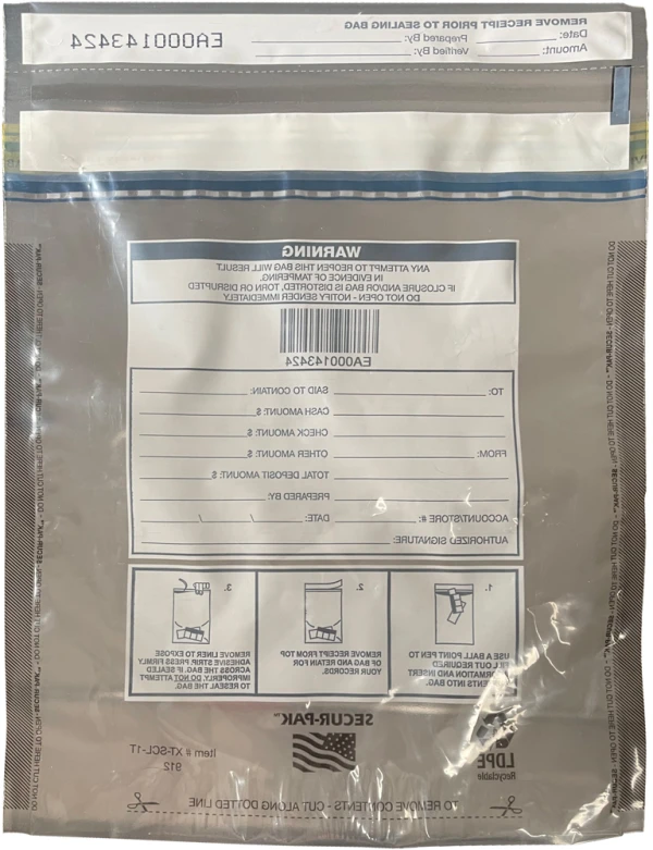 Plastic Clear Deposit Bags 9x12 Secur Pak Back Plastic Clear Deposit Bags 9x12 Secur Pak Back