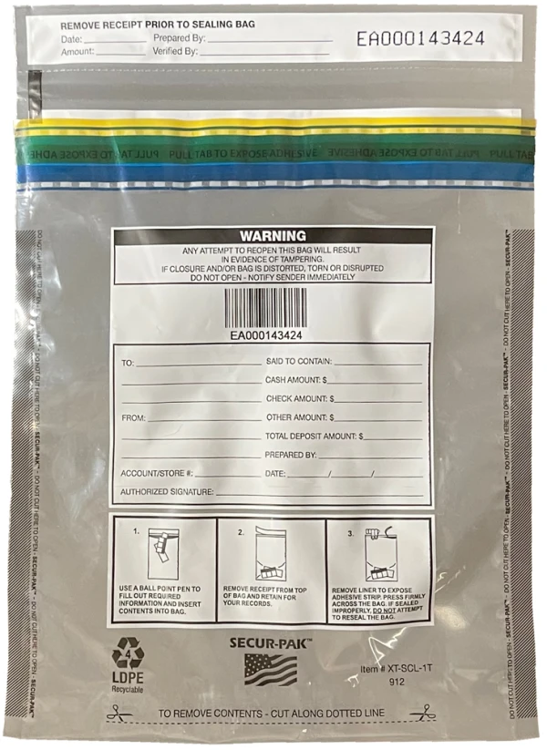 Plastic Clear Deposit Bags 9x12 Secur Pak Front Plastic Clear Deposit Bags 9x12 Secur Pak Front