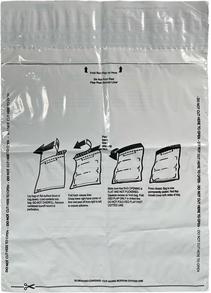 White Plastic Deposit Bags 14 x 17 Secur-Pak Back