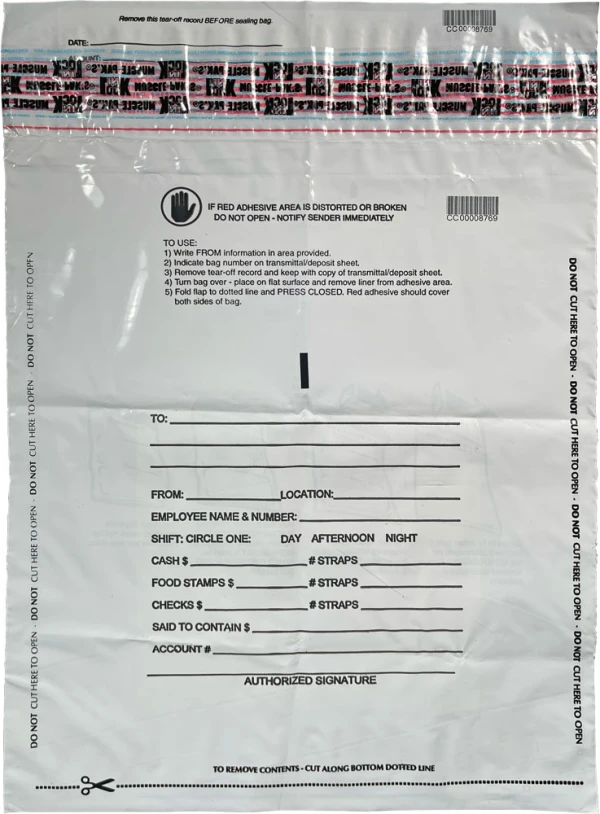 Plastic Deposit Bags 14 x 17 Secur-Pak Front White Plastic Deposit Bags 14 x 17 Secur-Pak Front