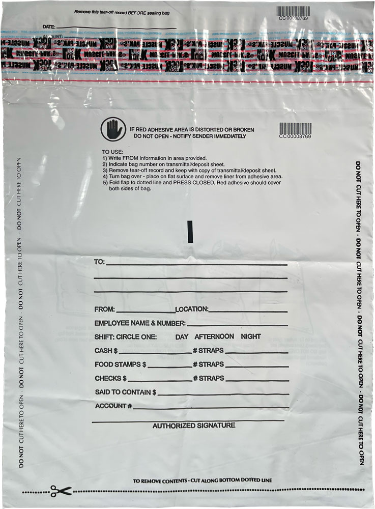 White Plastic Deposit Bags 14 x 17 Secur-Pak Front