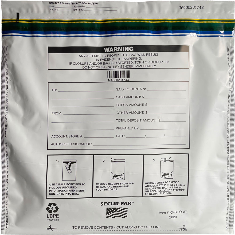 Plastic Deposit Bags 20 x 20 Secur Pak Front