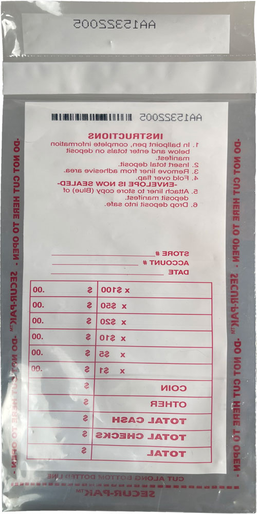 Plastic Drop Safe Bag 4.5 x 9 Secur Pak Back Plastic Drop Safe Bag 4.5 x 9 Secur Pak Back