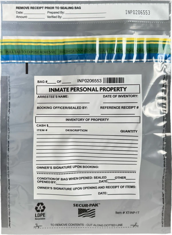 Plastic Inmate Property Bag 9x12