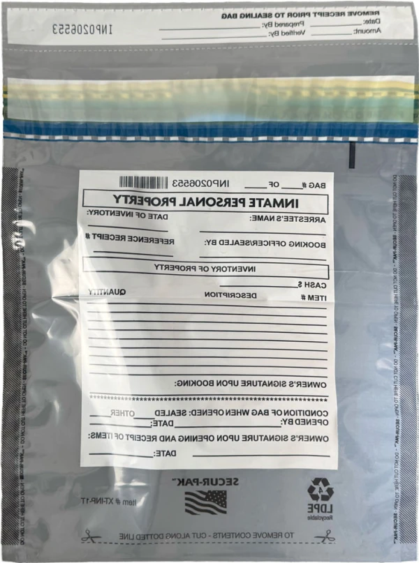 Plastic Inmate Property Bag 9x12 Secur-Pak Plastic Inmate Property Bag 9x12