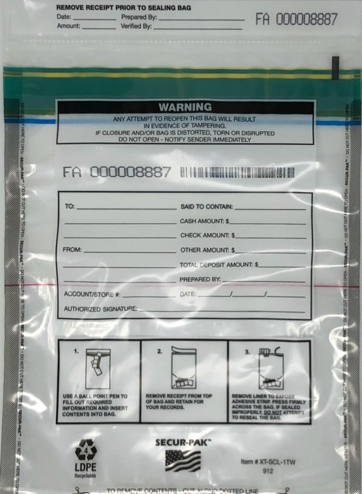 Secur-Pak Deposit with Pouch 9 x 12