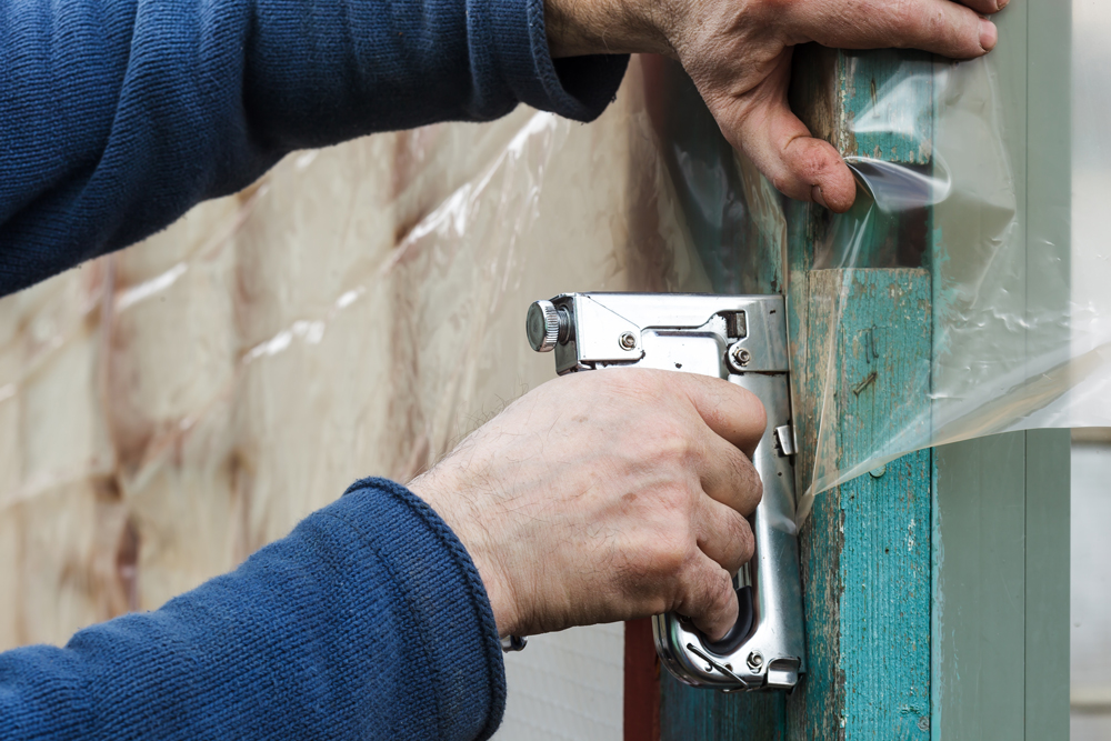 Clear Plastic Sheeting on Construction Site