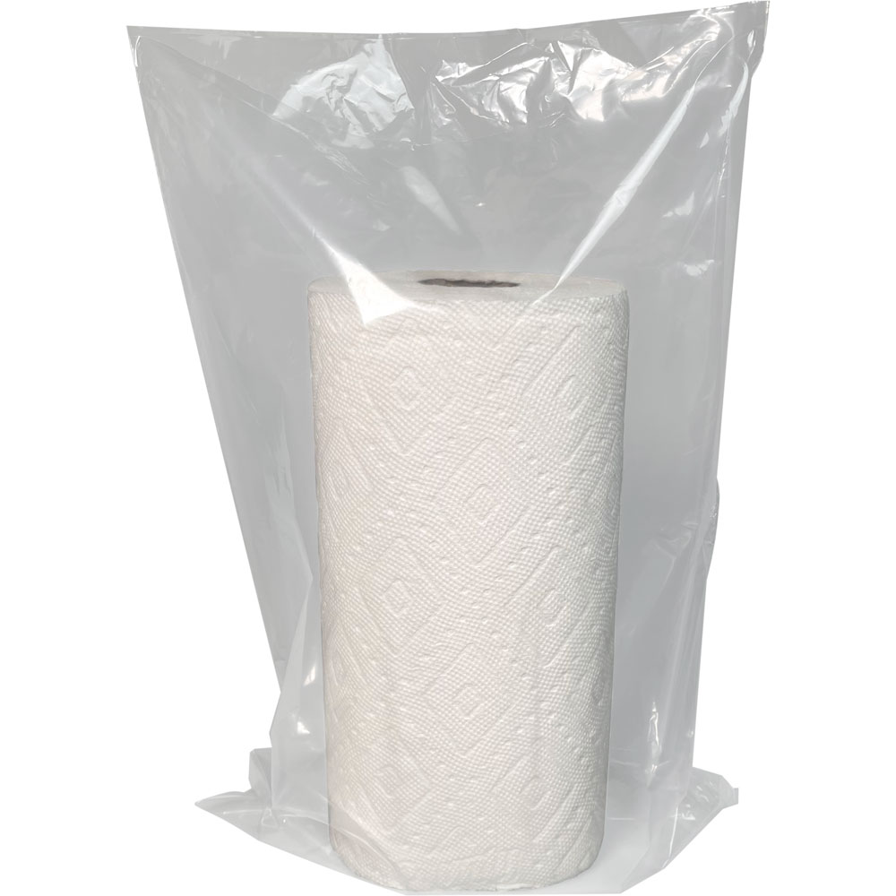 Light Duty 12x18 1 Mil Flat Poly Bag with Paper Towel Roll