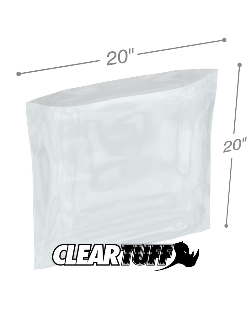 20x20 2 Mil Clear Flat Food Grade Plastic Poly Bags 500 