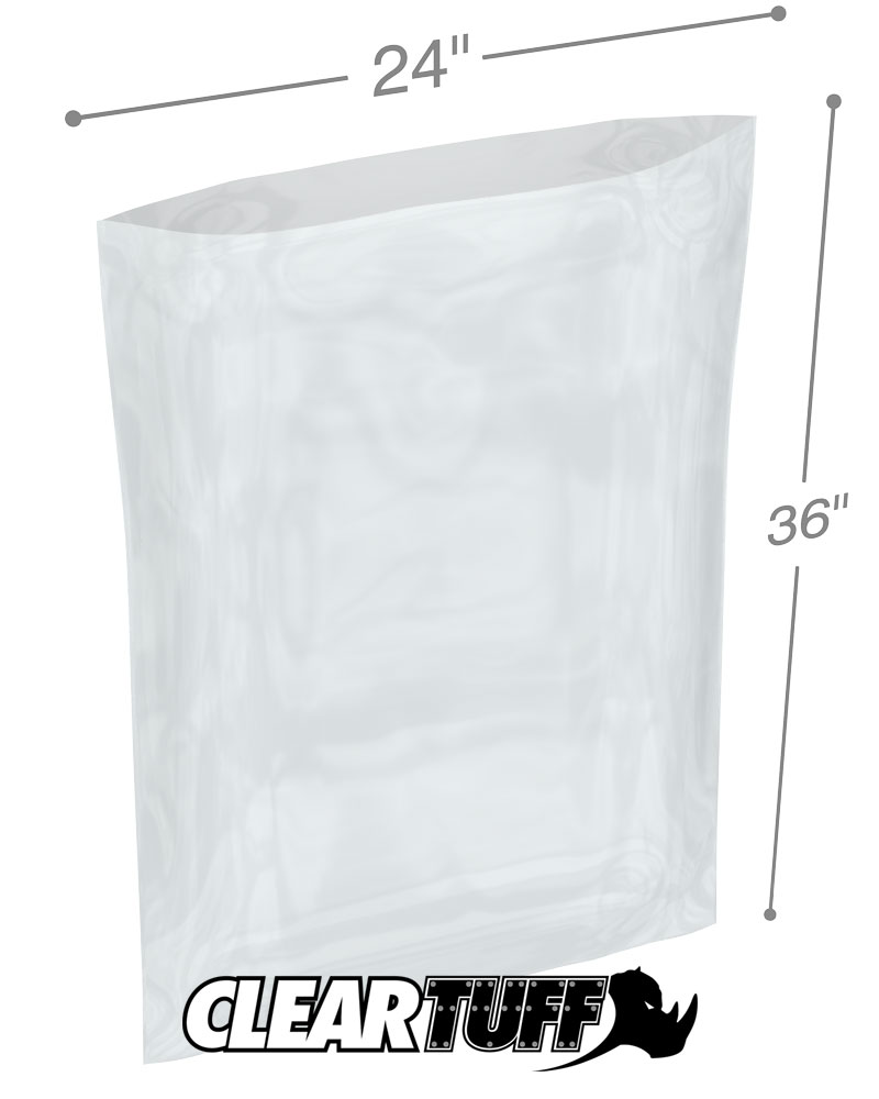 500 x HEAVY DUTY 24x36" CLEAR POLYTHENE FOOD USE APPROVED BAGS *200 GAUGE* 24HRS 