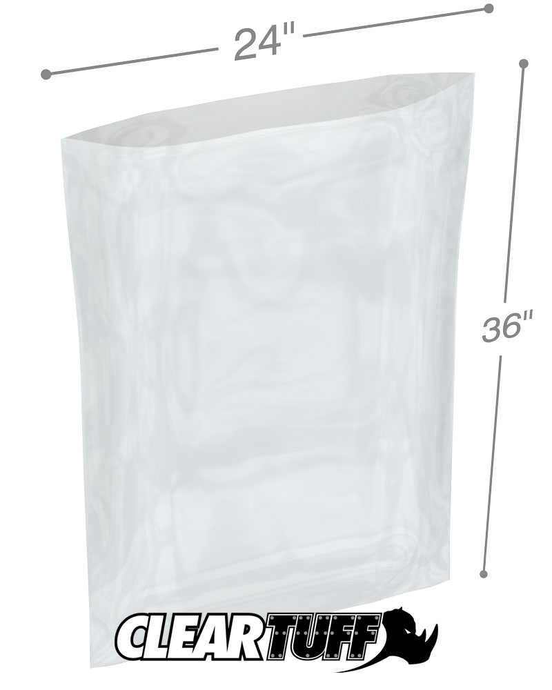 24 x 36 Flat 4 Mil Poly Bags Clear 200//Case