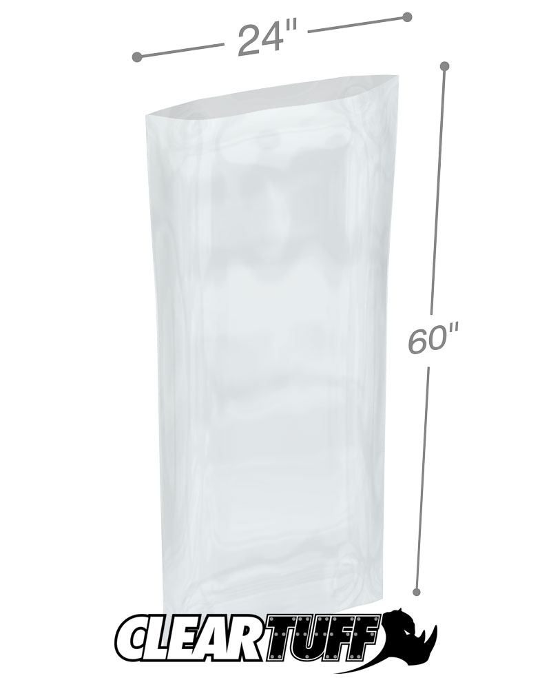 24 x 8 x 72 Clear 250 per Roll 1 mil Poly Bags 
