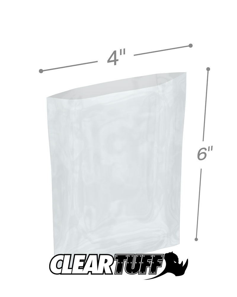 1000 3-Mil 4x7 Clear Poly Bag Open Top Lay Flat Packaging 122041 