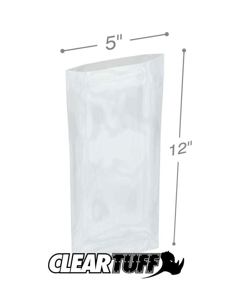 Open End 12" x 15" 1 Mil 500 Clear 12 x 15 Plastic Flat Poly Bags Open Top