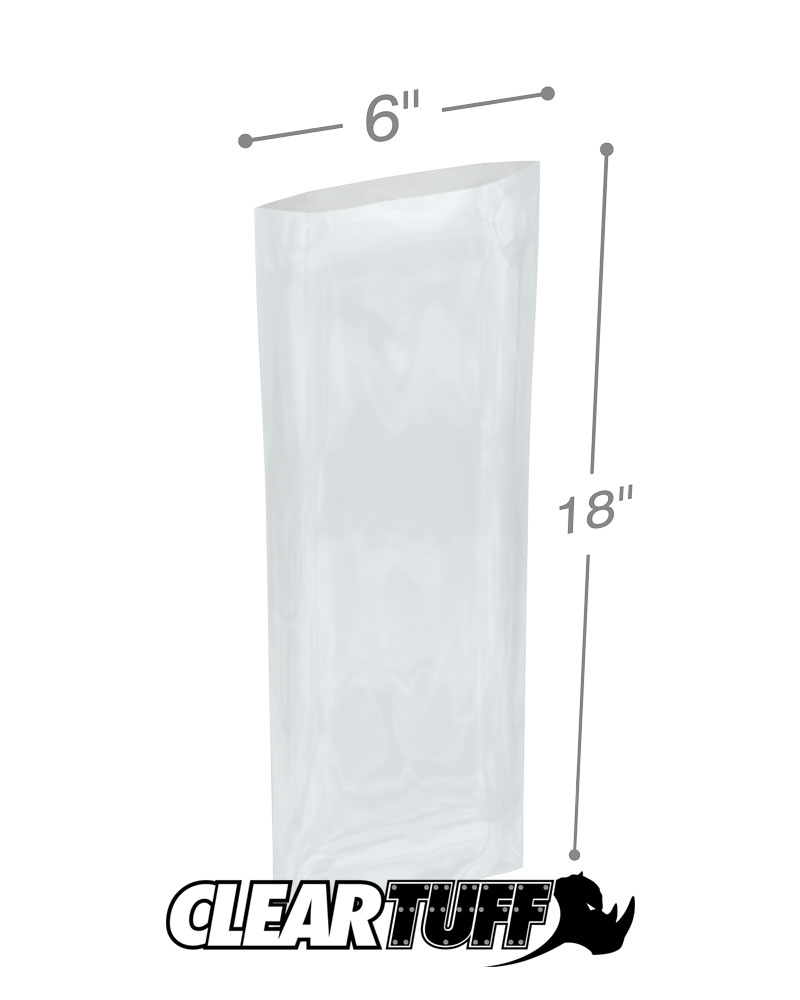 Heavier Protection Uline S-2126 6" x 18"  4 mil Flat Top Poly Bags
