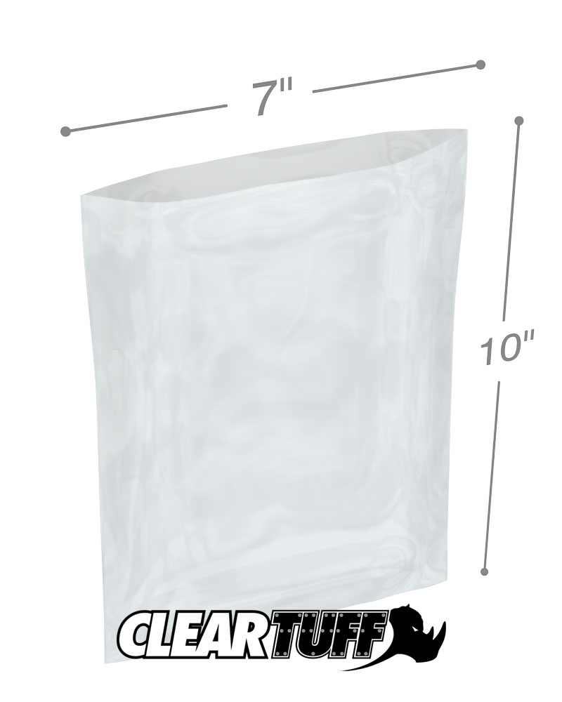 5 x 10 Pack of 100 Plymor Flat Open Clear Plastic Poly Bags 2 Mil 