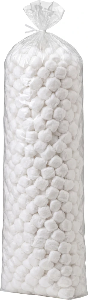5 x 5 x 30 1 Mil Gusseted Poly Bags Bulk Cotton Balls Inside of a 5 x 5 x 30 1 Mil Gusseted Bags