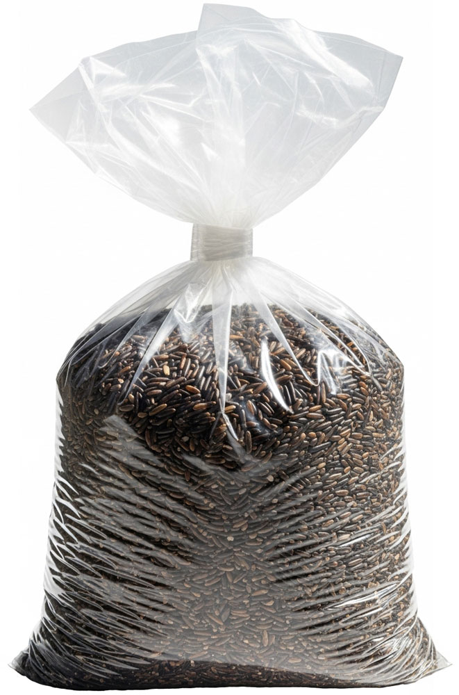 10 x 14 Plastic Utility Bags 0.75 mil with Wild Rice Portioned Out