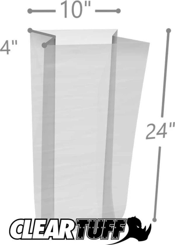 10 x 4 x 24 Gusseted Poly Bags 2 Mil