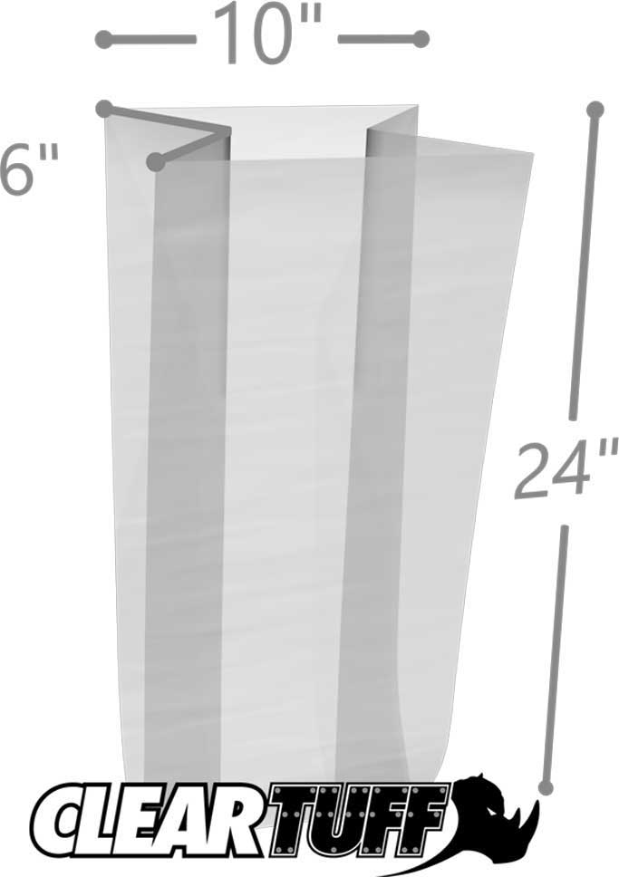 10 x 6 x 24 Gusseted Poly Bags 2 Mil