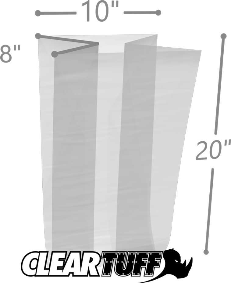10 x 8 x 20 Gusseted Poly Bags 1.5 Mil