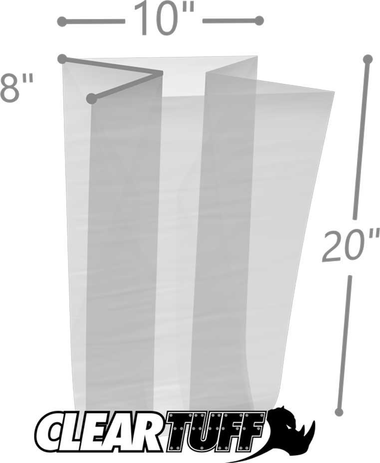 10 x 8 x 20 Gusseted Poly Bags 2 Mil