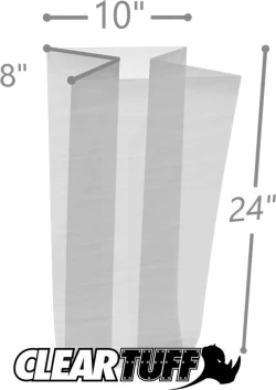 10" x 8" x 24" 2 Mil Gusseted Poly Bags