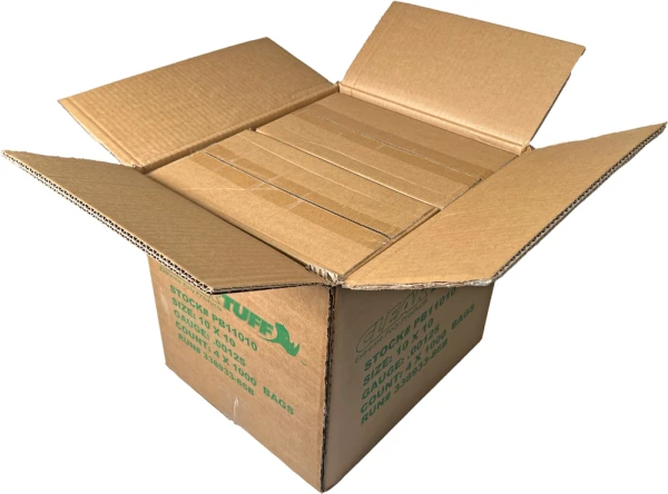 10 x 10 1.25 Mil Flat Poly Bags Master Case Master case of 1.25 Mil 10 x 10 Plastic Bags