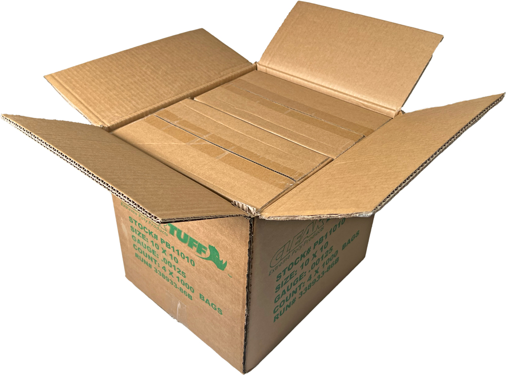 Master case of 1.25 Mil 10 x 10 Plastic Bags