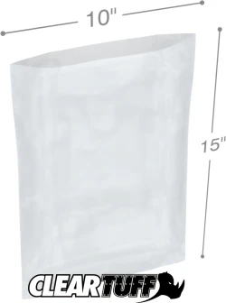 10" x 15" 2 Mil Flat Poly Bags