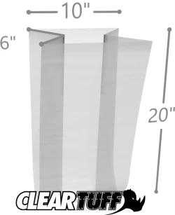 10" x 6" x 20" 3 Mil Gusseted Poly Bags