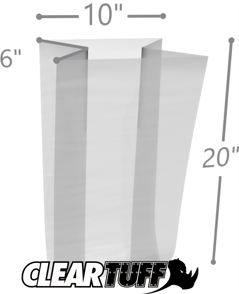 10 x 6 x 20 Gusseted Poly Bags 3 Mil