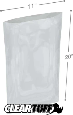 11" x 20" 2 Mil Flat Poly Bags