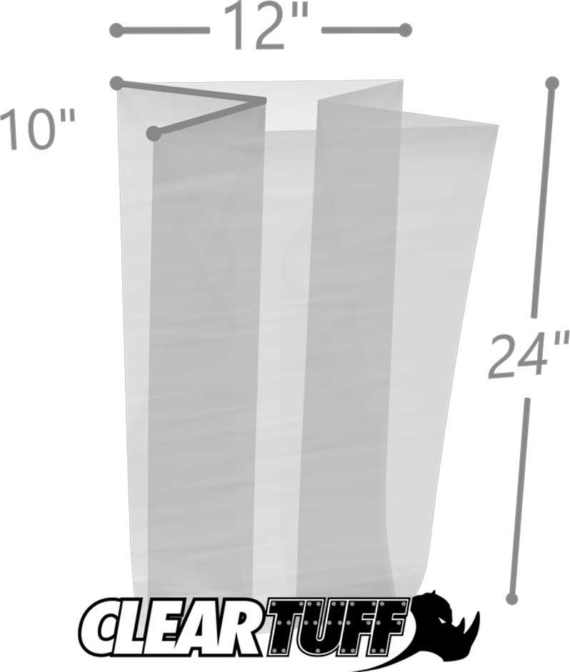 12 x 10 x 24 Gusseted Poly Bags 3 Mil