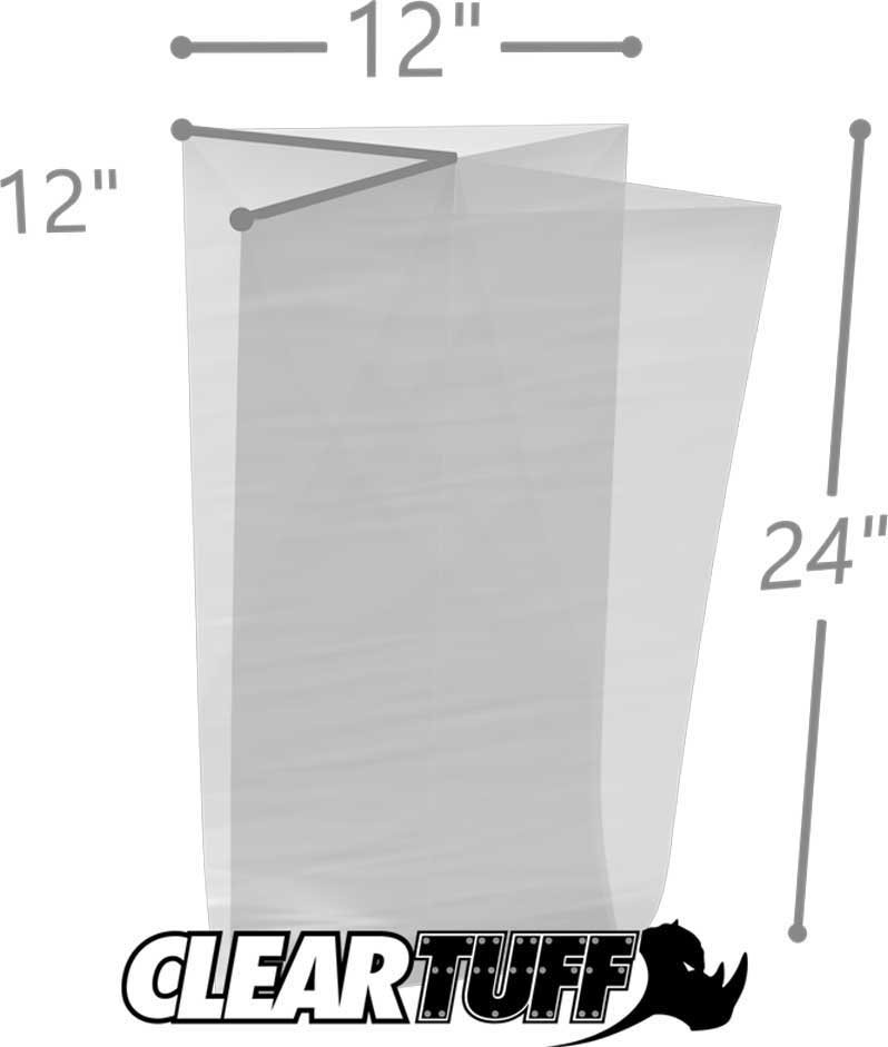 12 x 12 x 24 Gusseted Poly Bags 1.5 Mil