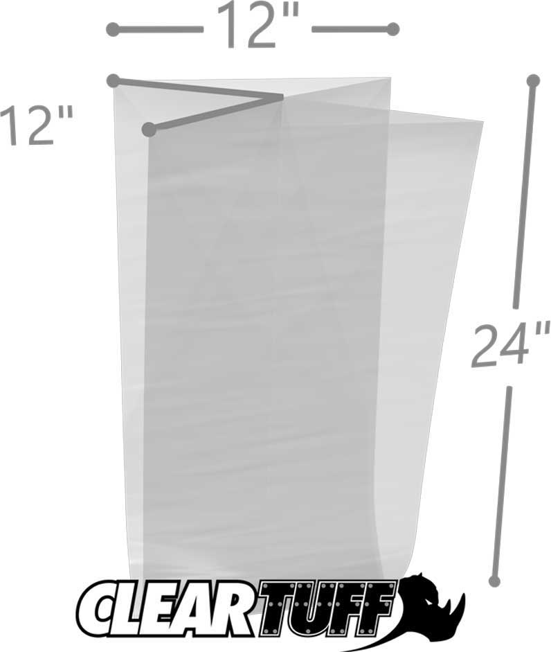 12 x 12 x 24 Gusseted Poly Bags 3 Mil
