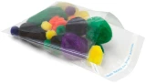 12 x 18 1.6 Mil Resealable Polypropylene Bags with soft craft fluffy balls