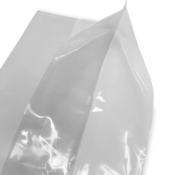 12 x 8 x 24 3 Mil Gusseted Poly Bags Side Gusset Close up of 12 x 8 x 24 .003 Plastic Gusseted Bags Side Gusset