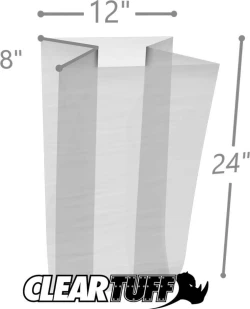 12" x 8" x 24" 2 Mil Gusseted Poly Bags