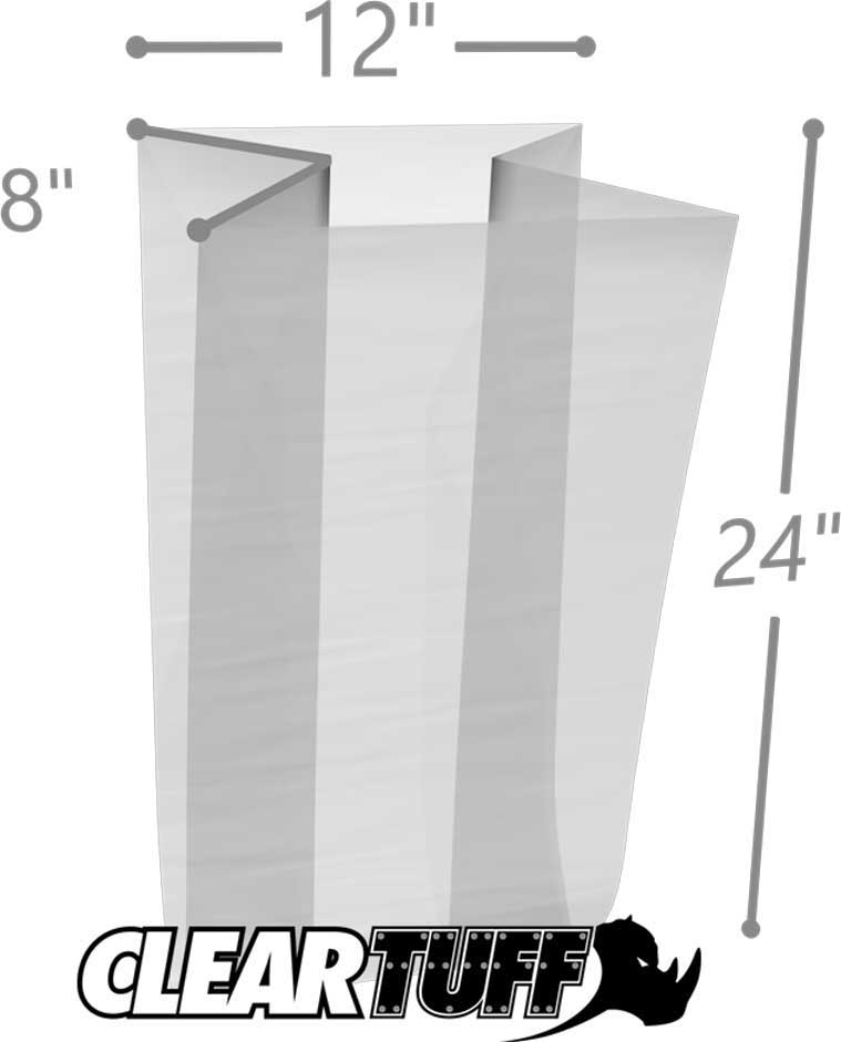 12 x 8 x 24 Gusseted Poly Bags 2 Mil