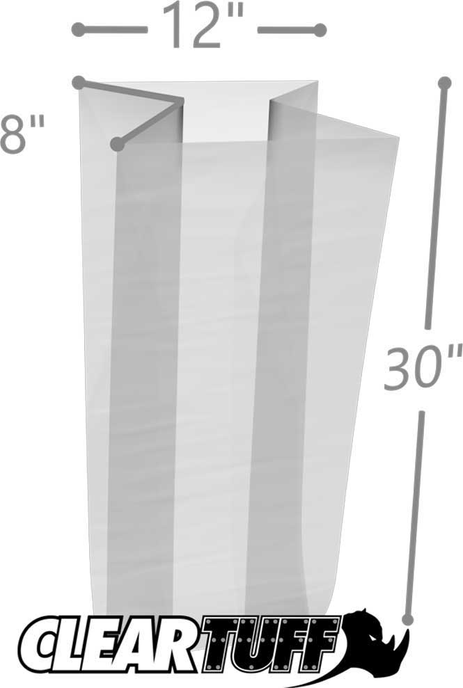 12 x 8 x 30 Gusseted Poly Bags 1.5 Mil