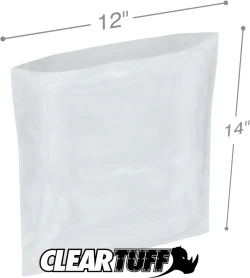12" x 14" 2 Mil Flat Poly Bags
