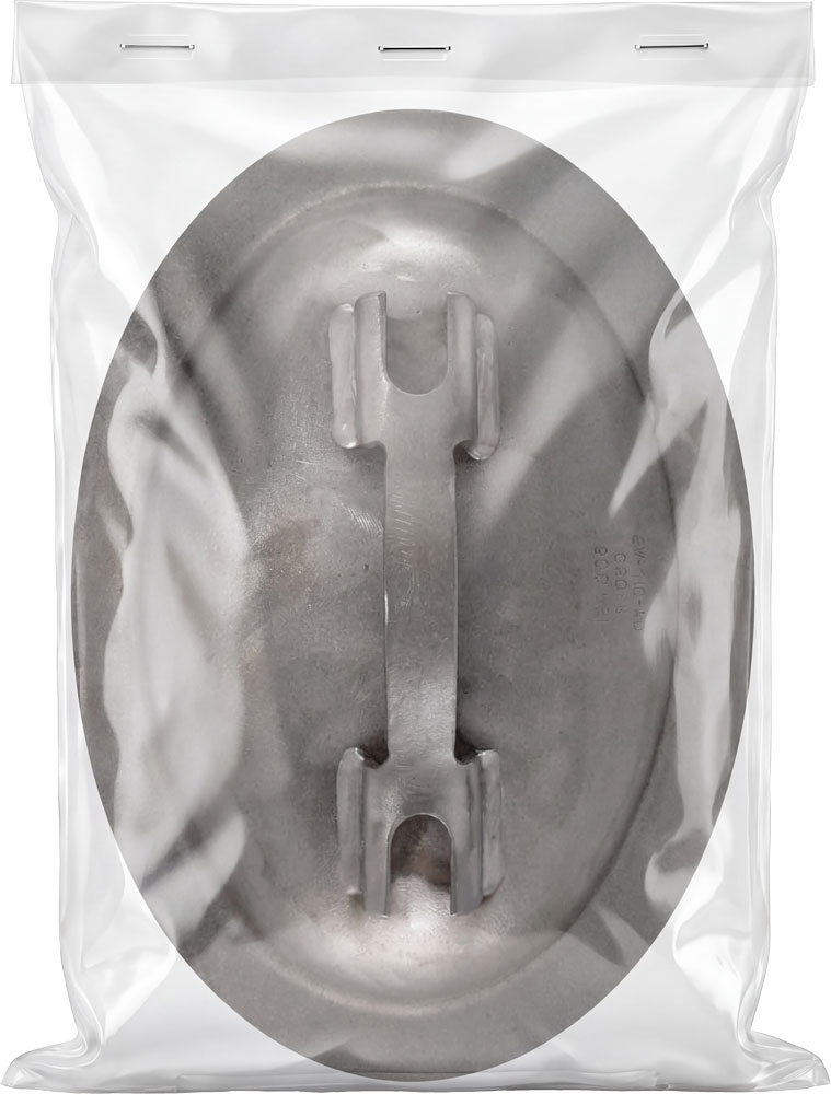 Heavy Duty Manhole Plate Hardware inside of a  Sweatshirt Packaged Inside of a Sealed 3 Mil 12 x 18 Poly Bags