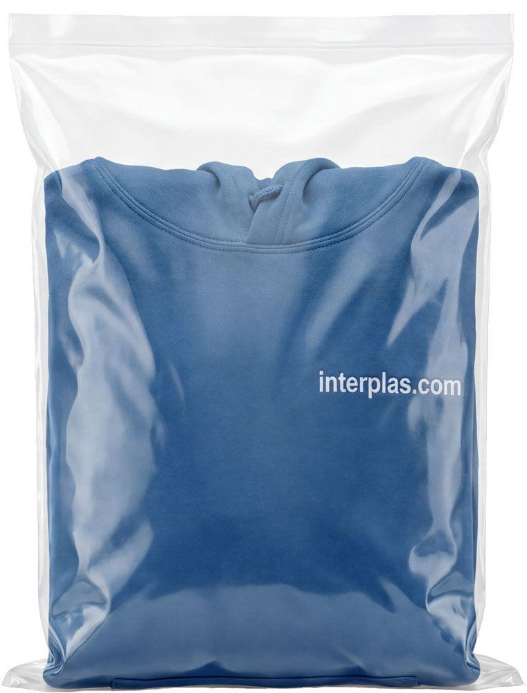 Sweatshirt Packaged Inside of a Sealed 3 Mil 12 x 18 Poly Bags