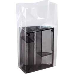 12x8x24 2 Mil Gusseted Poly Bags holding Black Metal Organizer