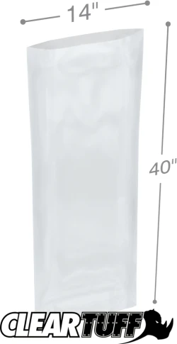14" x 40" 2 Mil Flat Poly Bags
