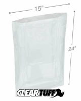Clear 15 x 24 1.5 mil Poly Bags