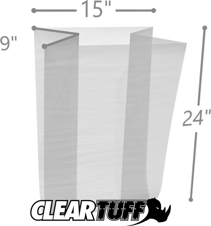 15 x 9 x 24 Gusseted Poly Bags 3 Mil